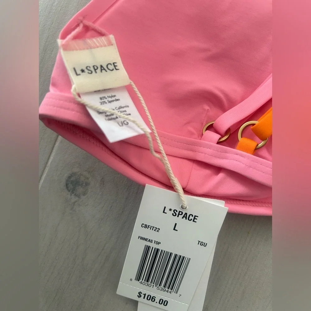L*SPACE FINNEAS BIKINI TOP Tangerine-Guava Size L